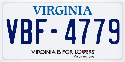VA license plate VBF4779