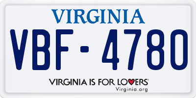 VA license plate VBF4780