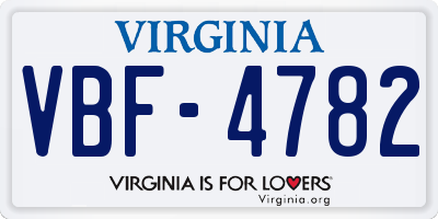 VA license plate VBF4782