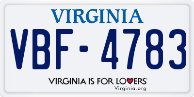 VA license plate VBF4783