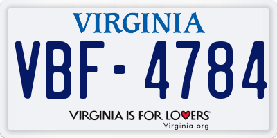VA license plate VBF4784