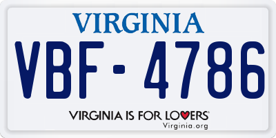 VA license plate VBF4786
