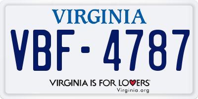 VA license plate VBF4787