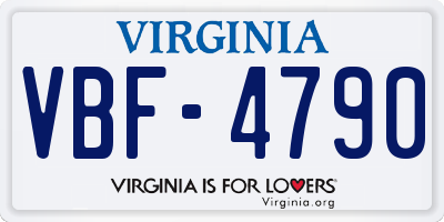 VA license plate VBF4790