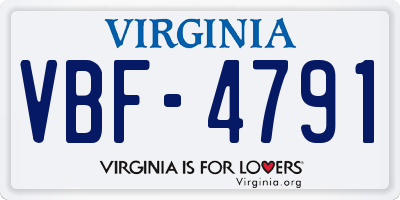 VA license plate VBF4791