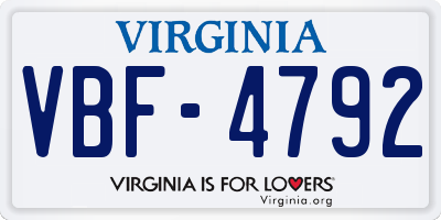 VA license plate VBF4792