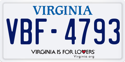 VA license plate VBF4793