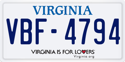 VA license plate VBF4794