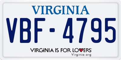 VA license plate VBF4795