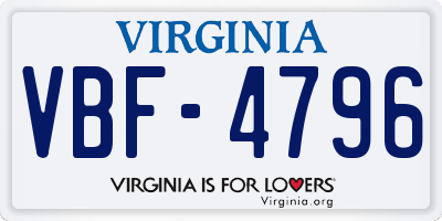 VA license plate VBF4796