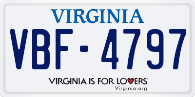 VA license plate VBF4797