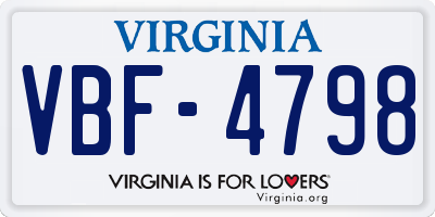 VA license plate VBF4798