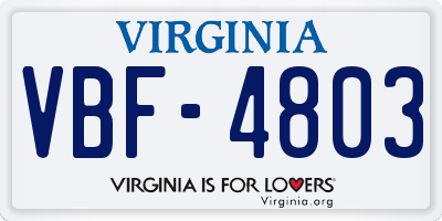 VA license plate VBF4803