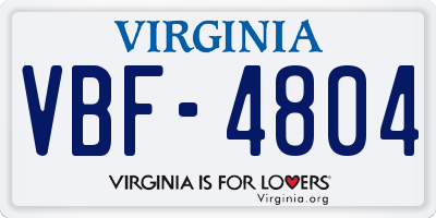 VA license plate VBF4804