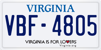 VA license plate VBF4805