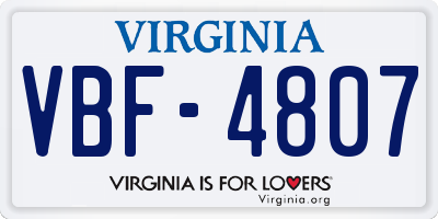 VA license plate VBF4807