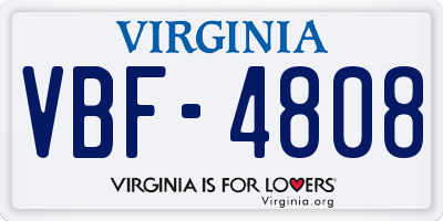VA license plate VBF4808