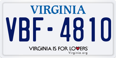 VA license plate VBF4810