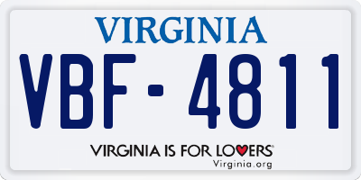 VA license plate VBF4811