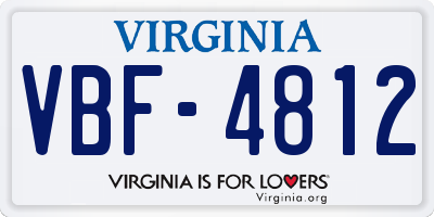VA license plate VBF4812