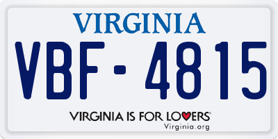 VA license plate VBF4815