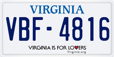VA license plate VBF4816