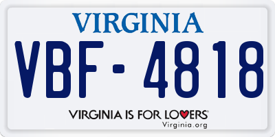 VA license plate VBF4818