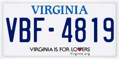 VA license plate VBF4819