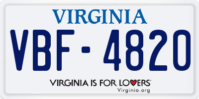 VA license plate VBF4820