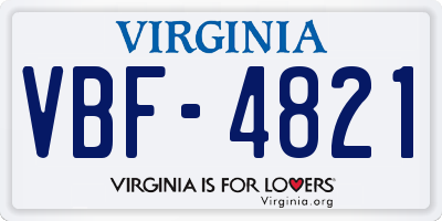 VA license plate VBF4821