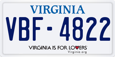 VA license plate VBF4822