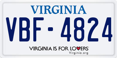 VA license plate VBF4824