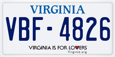 VA license plate VBF4826