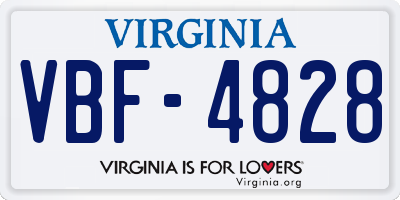 VA license plate VBF4828