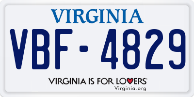 VA license plate VBF4829
