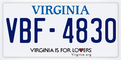 VA license plate VBF4830