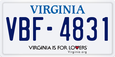 VA license plate VBF4831