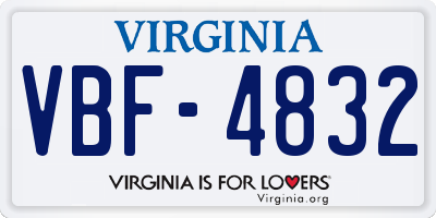 VA license plate VBF4832