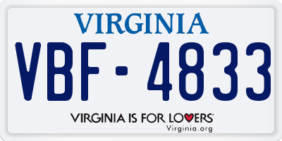 VA license plate VBF4833