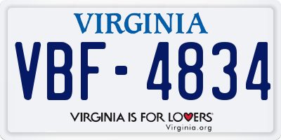 VA license plate VBF4834