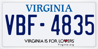 VA license plate VBF4835