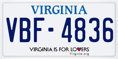 VA license plate VBF4836