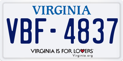 VA license plate VBF4837