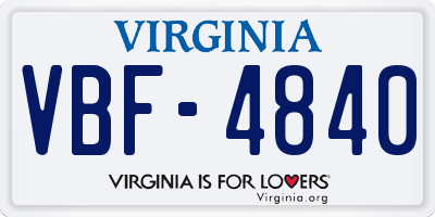 VA license plate VBF4840