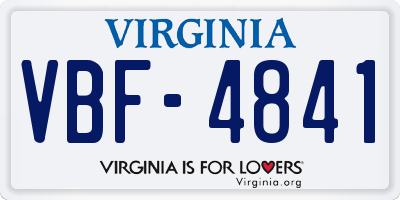 VA license plate VBF4841