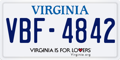 VA license plate VBF4842