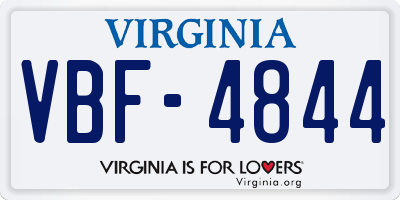 VA license plate VBF4844