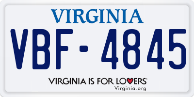 VA license plate VBF4845