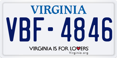 VA license plate VBF4846