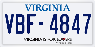VA license plate VBF4847